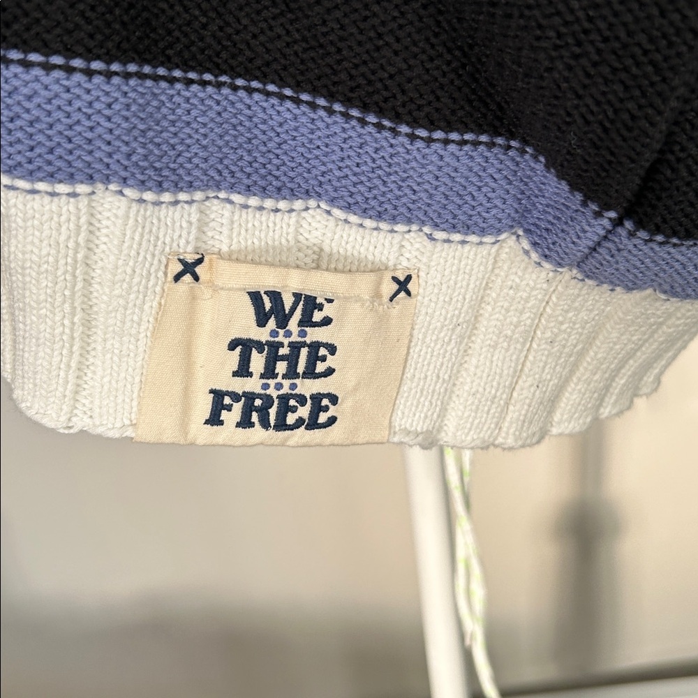 We The Free Free People Tommi Striped Sweater Vest Black White Purple M - Picture 7 of 13